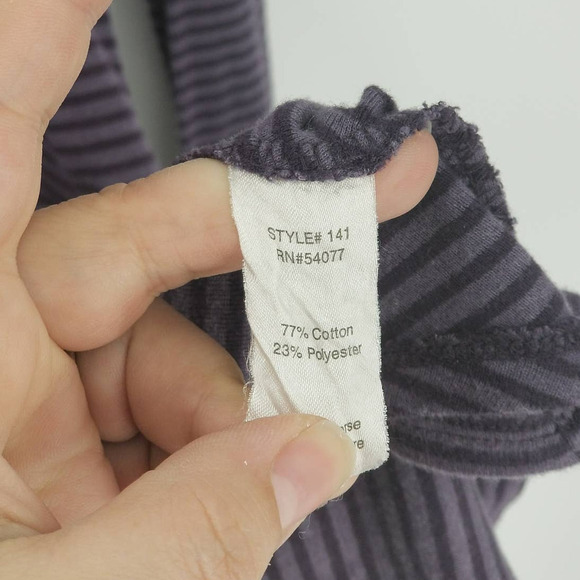 Cabi V-Neck Long Sleeve Shark Bite Hem Pullover Striped Tunic Top Size S Purple - Picture 6 of 8